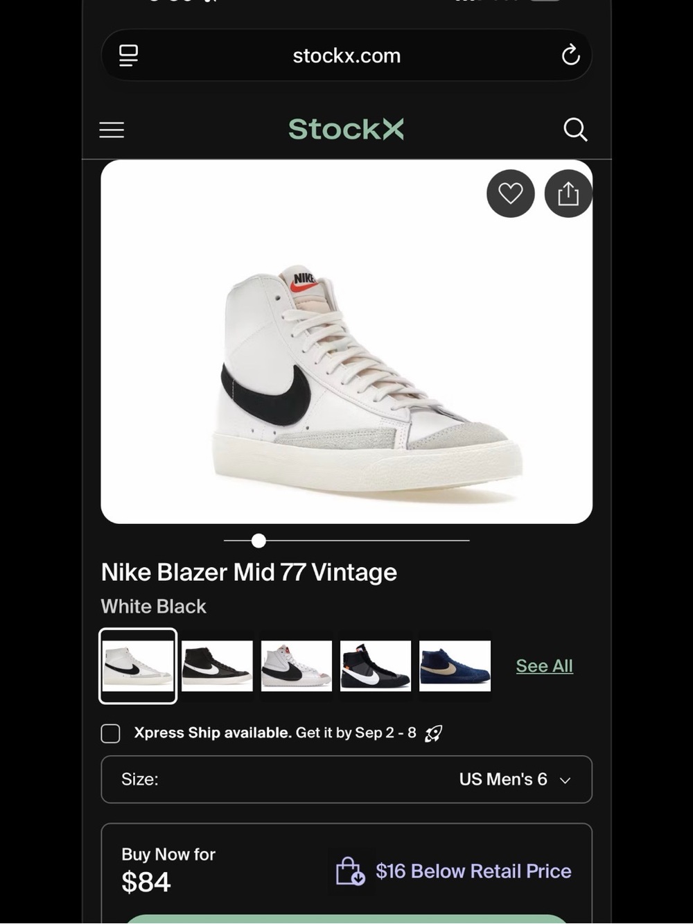 Nike Blazer Mid 77 Vintage White with Black Swoosh